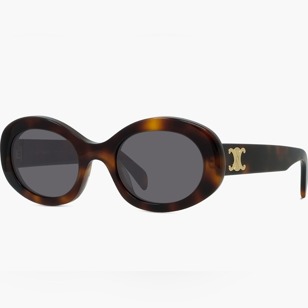 Celine Triomphe Oval Sunglasses Havana Brown CL40194U